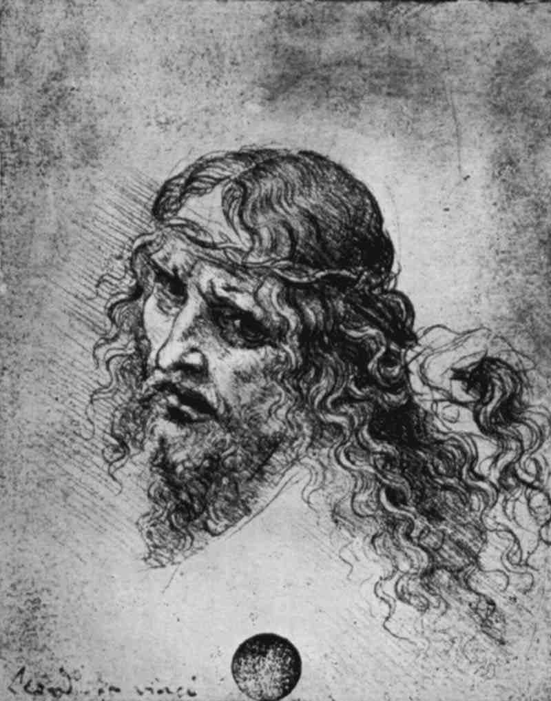 Head of a thorn-crowned Christ, Leonardo da Vinci
