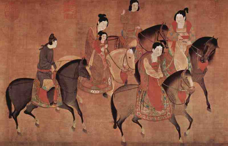 The gentlewoman Kuo-kuo and her sisters ride out. Li Kung-lin