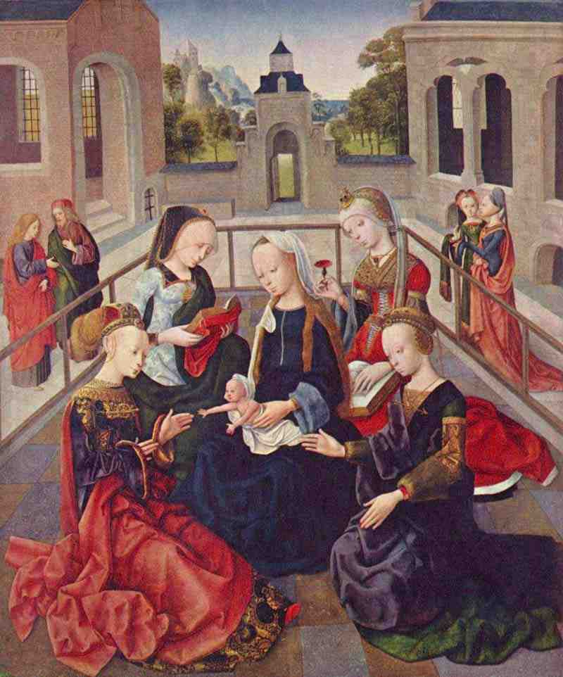 Madonna between four holy women. Master of the Virgo inter Virgines