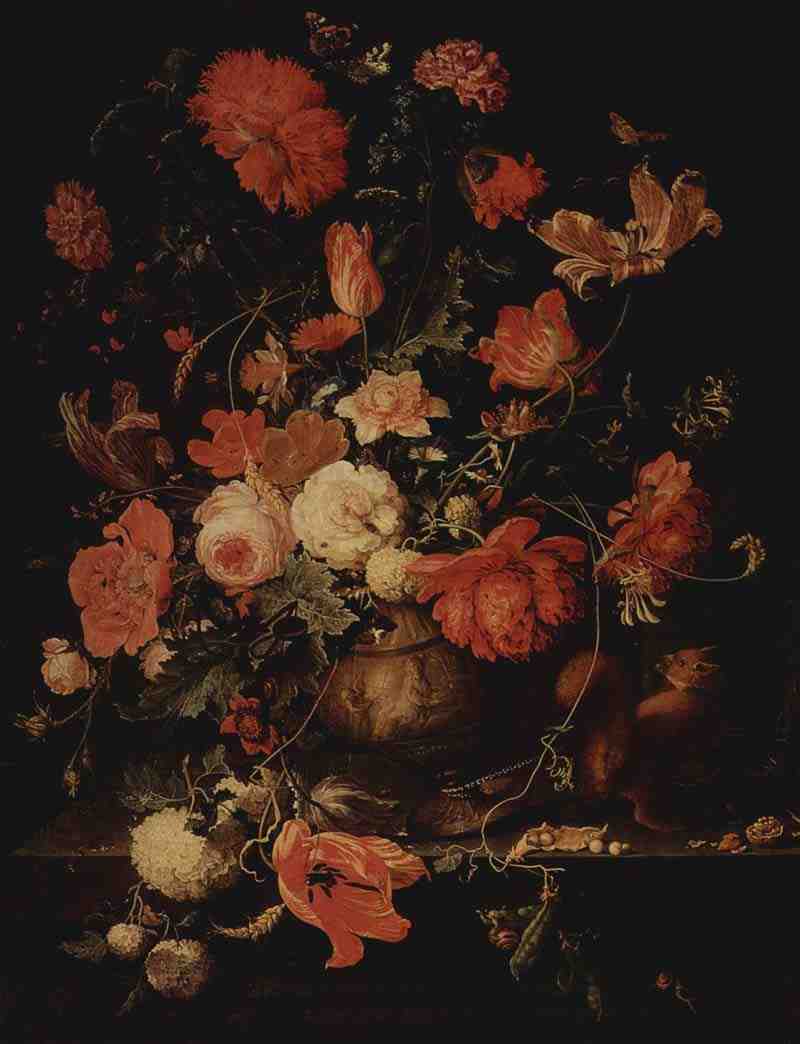 Flowers in a vase. Abraham Mignon