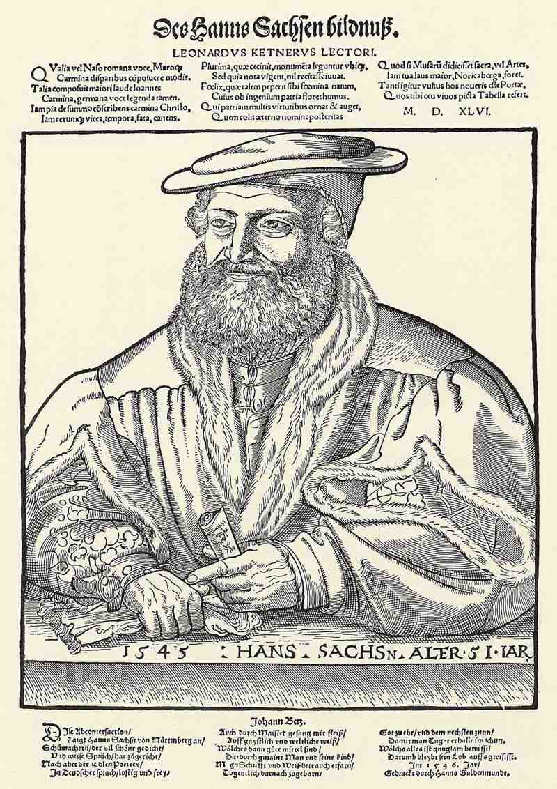 Portrait of Hans Sachs at the age of 51 years. Michael Ostendorfer