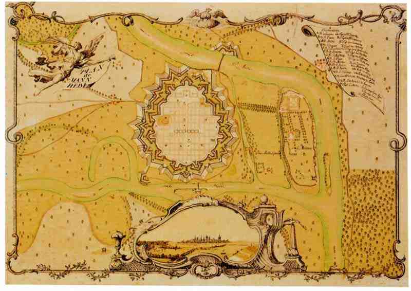 Mannheim, overall view and ground plan. Karl Maximilian von Pfister