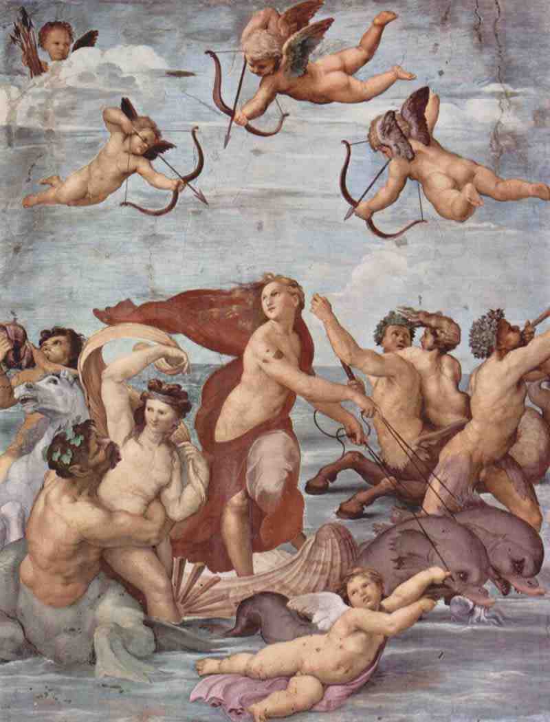 Frescoes in the Villa Farnesina, fresco, scene: Triumph of Galatea. Raphael