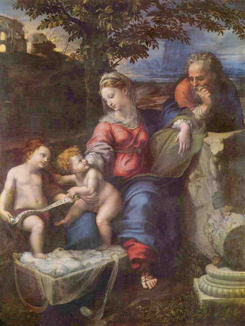 Holy Family under the oak, with John the Baptist, Raphael
