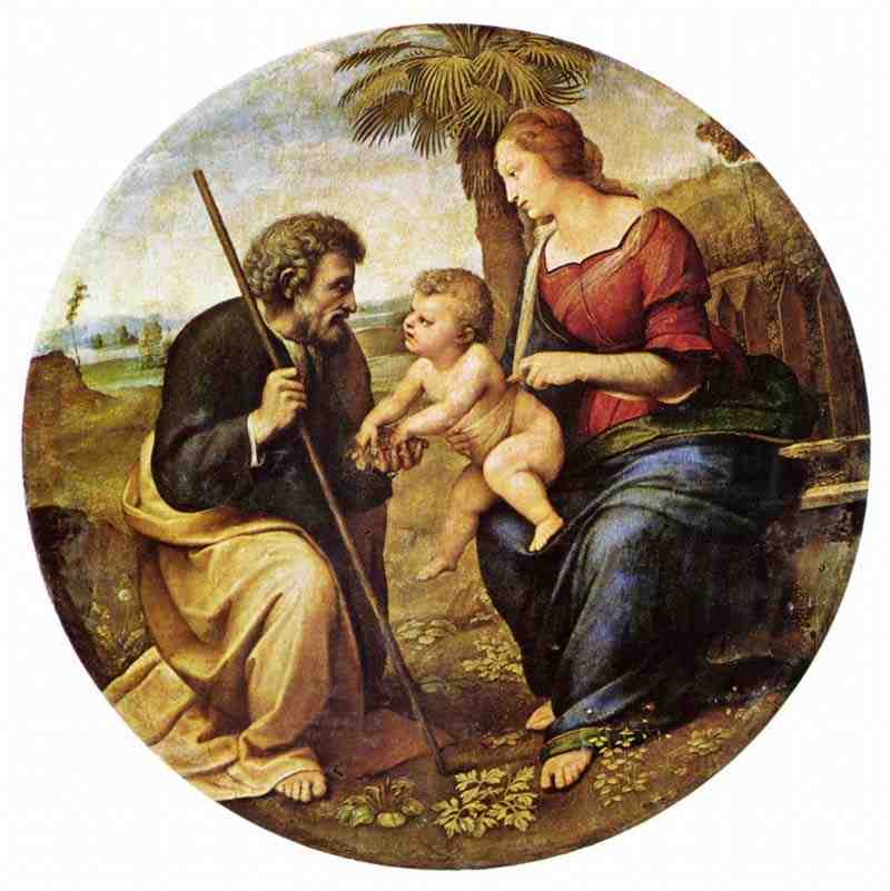 Holy Family under a palm tree, Tondo, Raphael