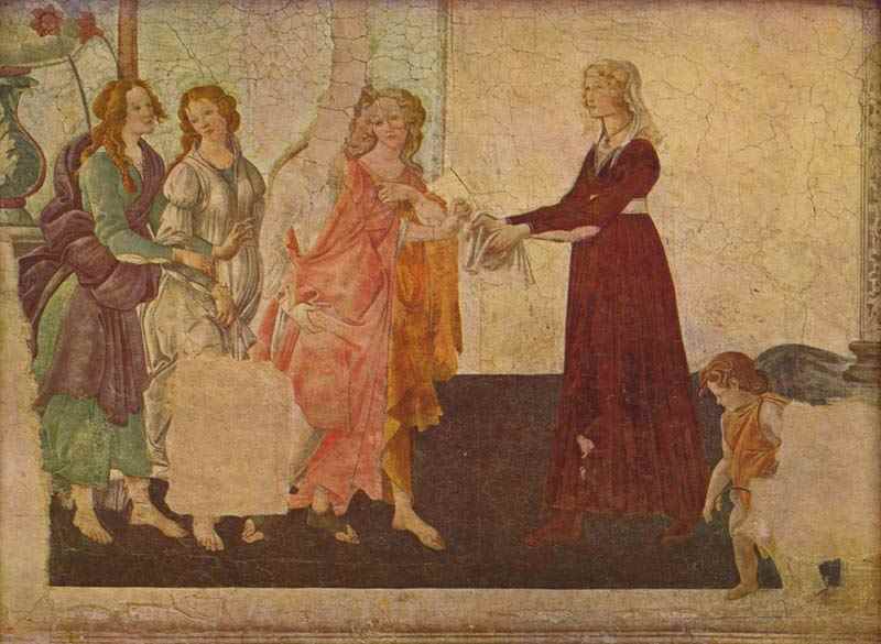Frescoes from the Lemmi villa near Florence scene: Giovanna degli Albizzi with Venus and the Graces, fragment. Sandro Botticelli