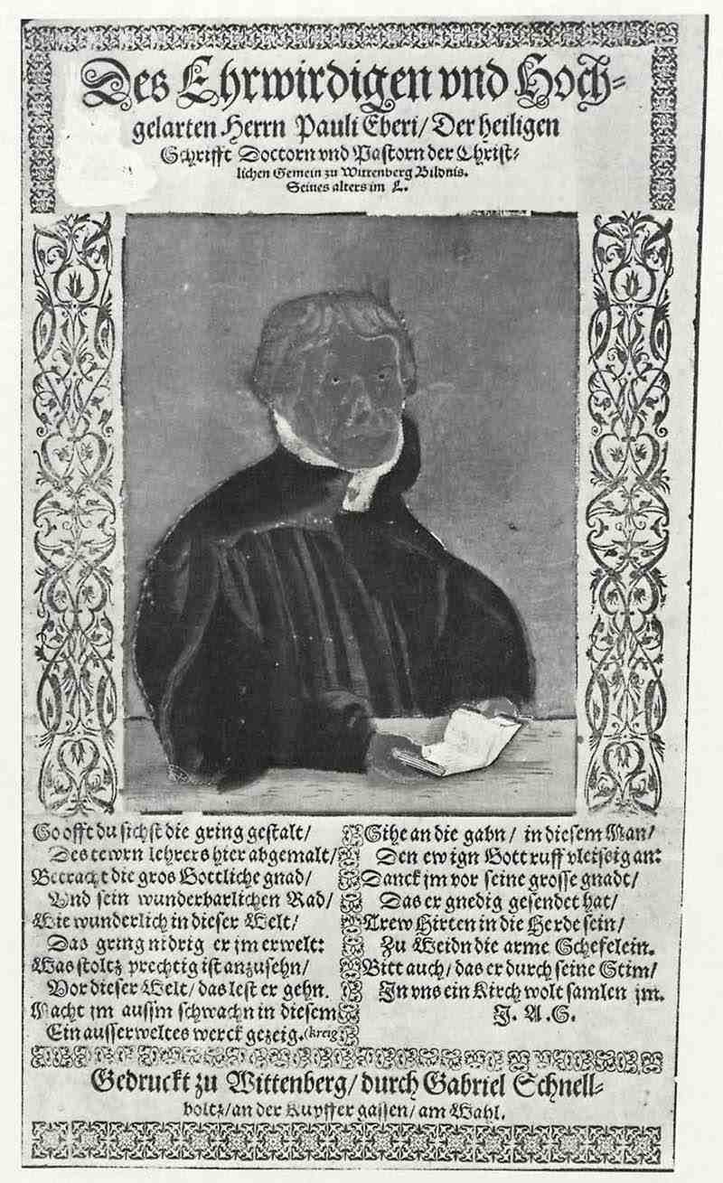 Portrait of Pastor Paul Eber of Wittenberg fifty, Gabriel Schnellboltz