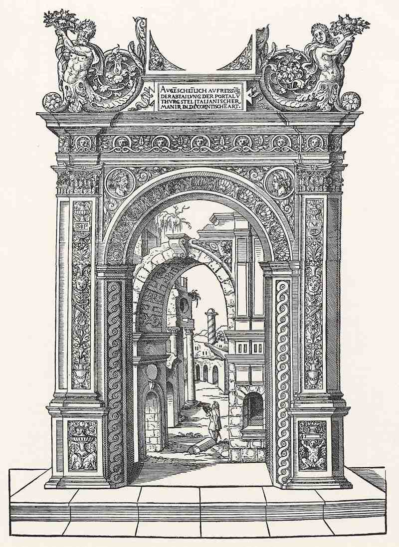 Design of a portal. Virgilius Solis the Elder
