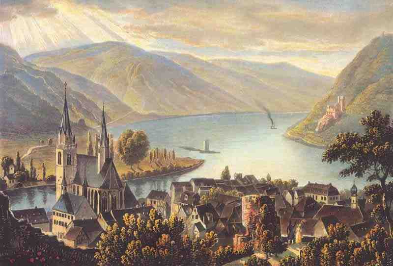 Bingen am Rhein, view overlooking the Rhine. Johann Jakob Tanner