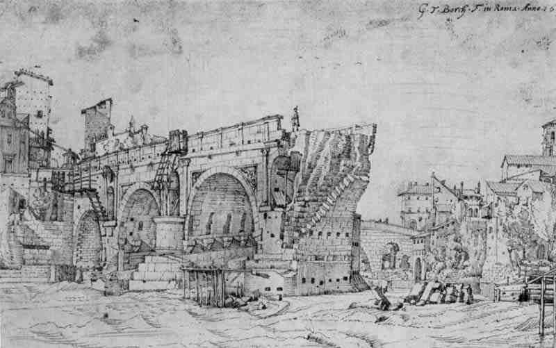 Tiber with Ponte Rotto in Rome. Gerard Terborch the elder