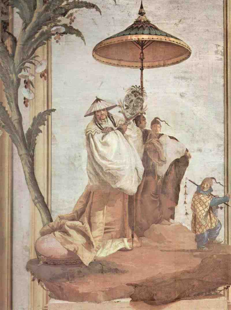 Frescoes in the Villa Vallmarana, Vicenza, Scene: Landscape with mandarin tree. Giovanni Domenico Tiepolo