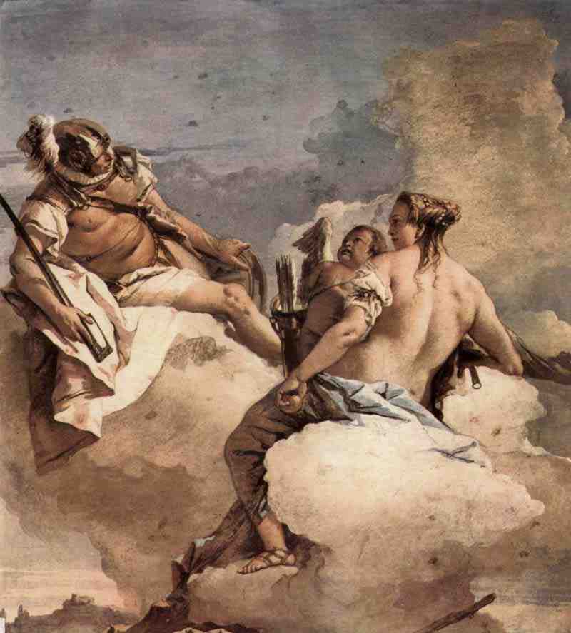Frescoes in the Villa Vallmarana, Vicenza, scene: Mars, Venus and Cupid. Giovanni Domenico Tiepolo
