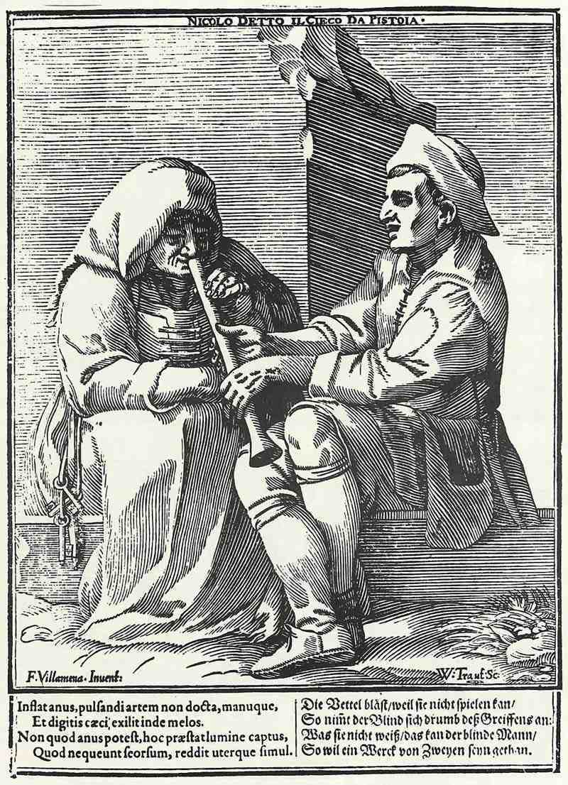 A blind man teaches a woman's flute playing. Wilhelm Traut