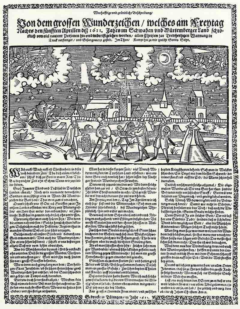 Appearance in the skies over Württemberg and Schwaben. Tübingen Master of 1611