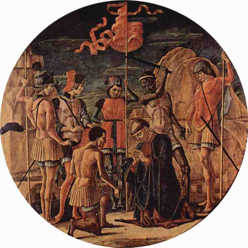 ltarpiece of Maurelius scene: Martyrdom of Maurelius, Tondo. Cosmè Tura