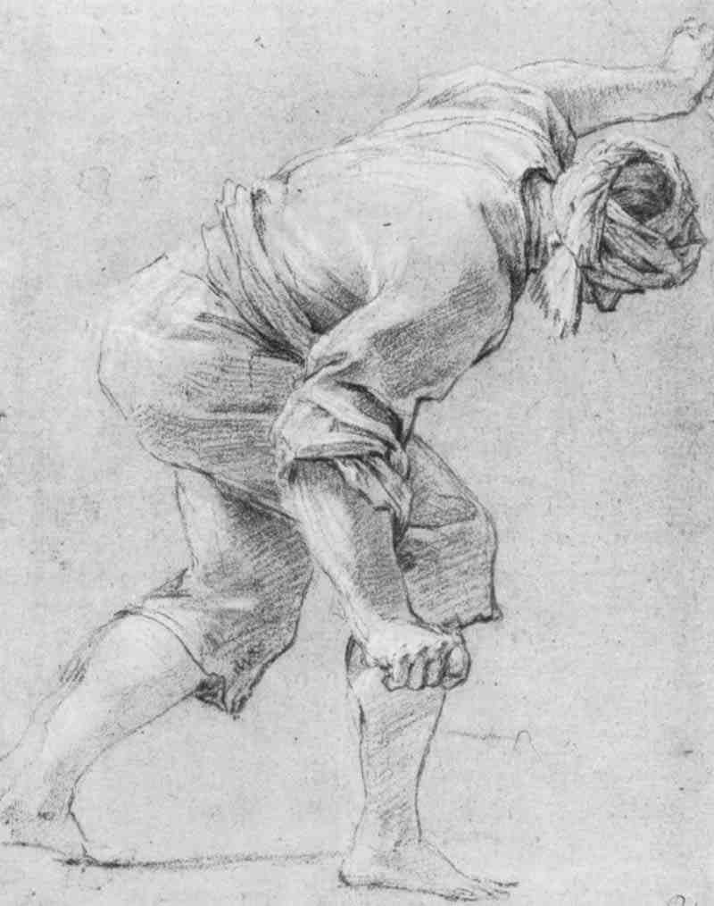 Man with turban bending over. Simon Vouet