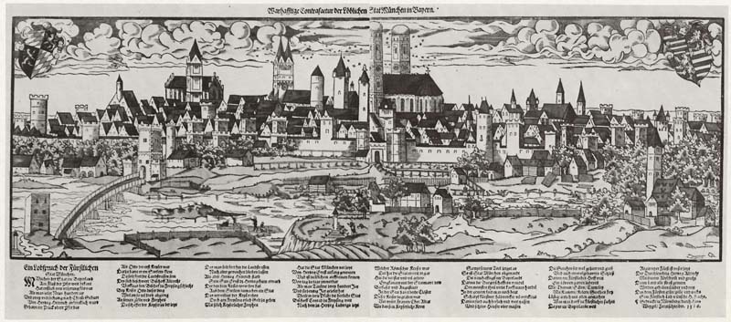 View of Munich with a poem by Hans Sachs. Martin Weigel