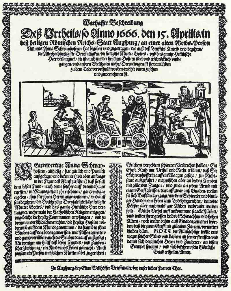 The trial of Anna Schwaynhofer from Augsburg for blasphemy. Elias Wellhöfer