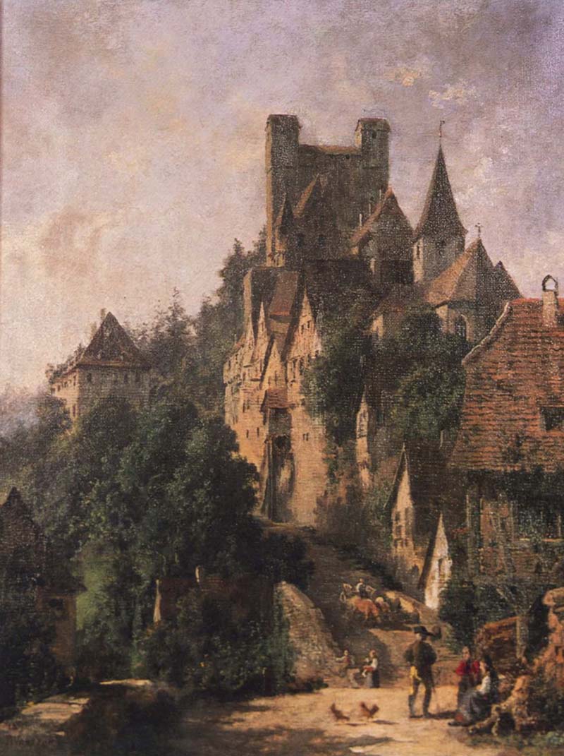 Altensteig, Southeastern view of Berneck Castle and coat. Karl Weysser