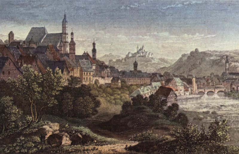 Schwäbisch Hall, Landscape of old city. Eduard Willmann