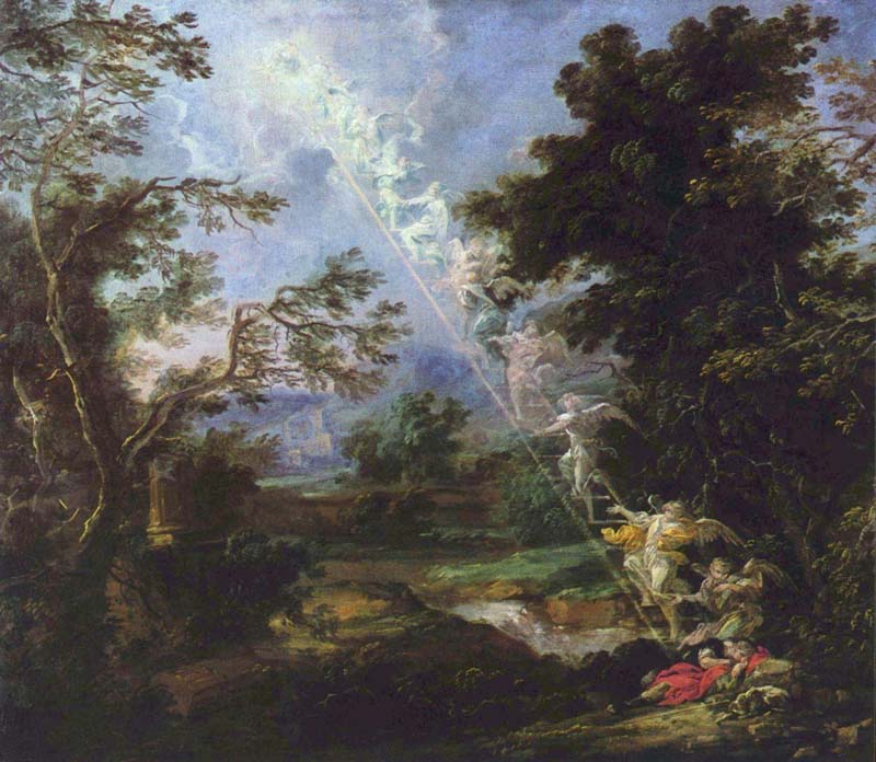 Landscape with the representation of Jacob's dream: the angels head. Michael Lukas Leopold Willmann
