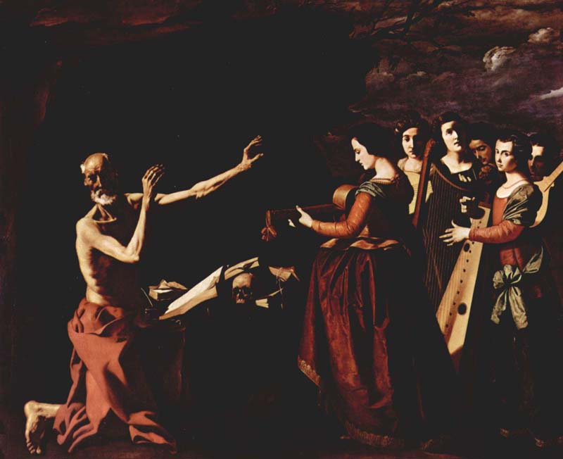 Paintings for the Hieronymite in Guadalup scene: The Temptation of St. Jerome, Francisco de Zurbaran