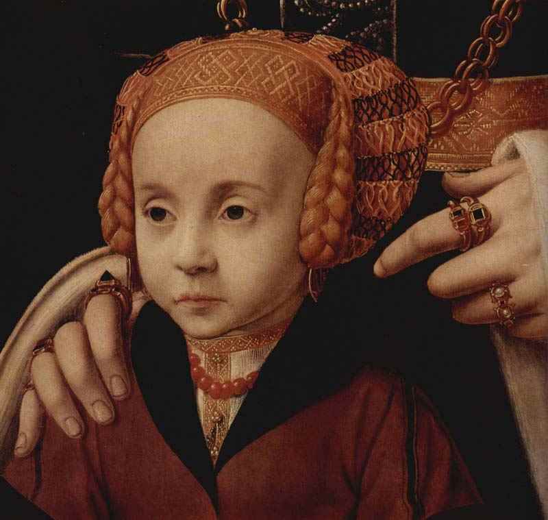 Portrait of a Lady with daughter, detail: daughter . Barthel Bruyn the Elder