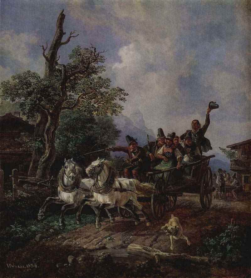 Landscape with farm wagon. Johann Heinrich Bürkel