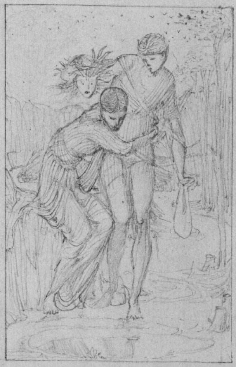 Design for the Perseus story, scene: The fright head. Sir Edward Burne-Jones