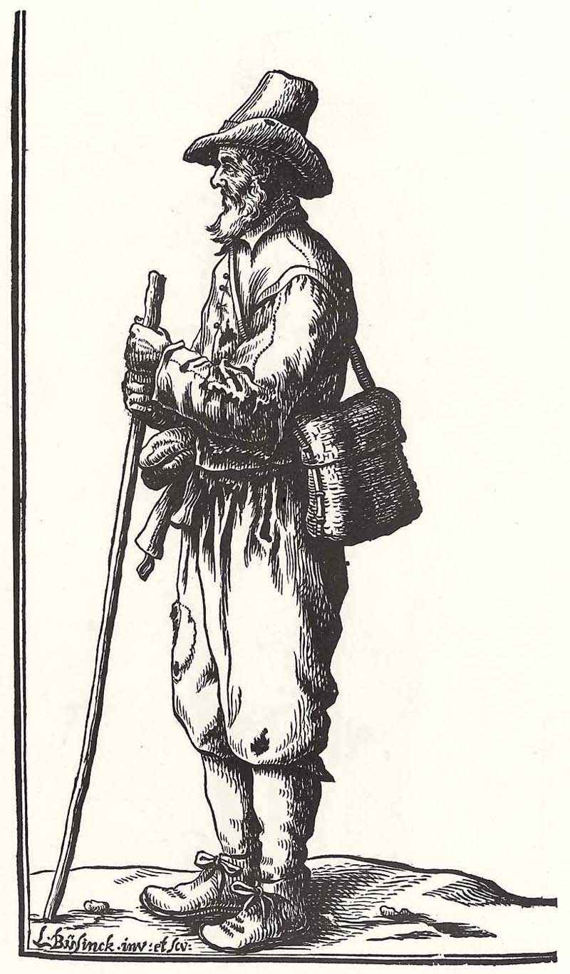 Beggar with a stick in the profile. Ludolph Büsinck