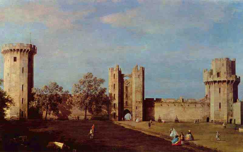 Courtyard of the castle of Warwick, Canaletto (II), Giovanni Antonio Canal