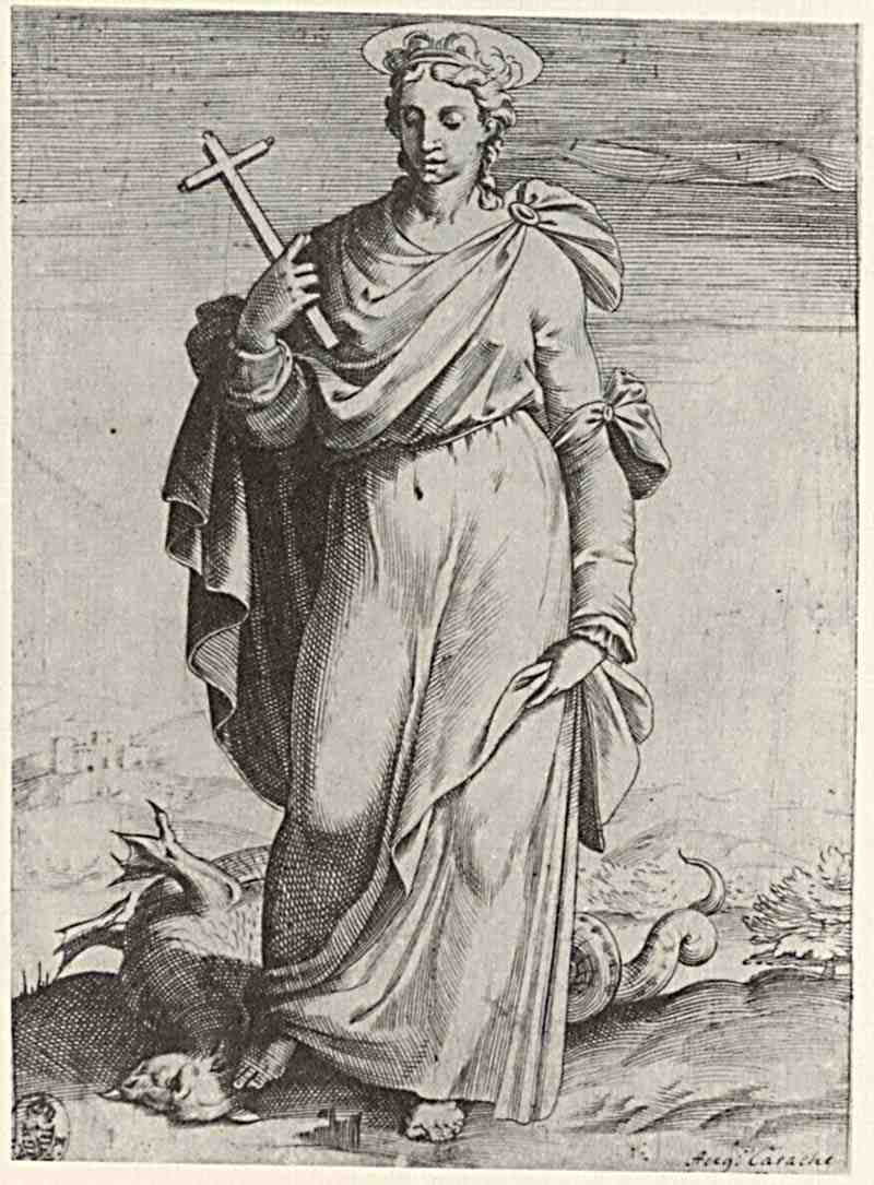 Episode of  holy women,  Holy  Margaret. Agostino Carracci (version)