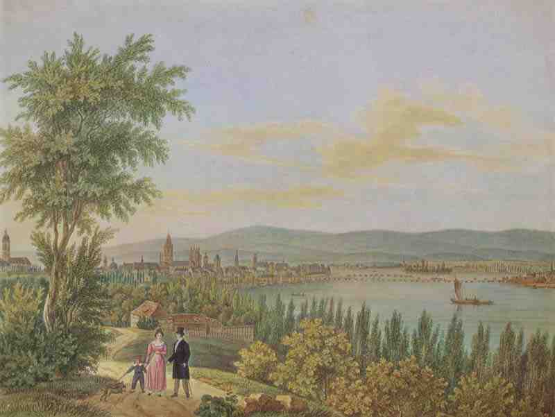 Mainz, view from the north side of the Rhine, Louis Catoir