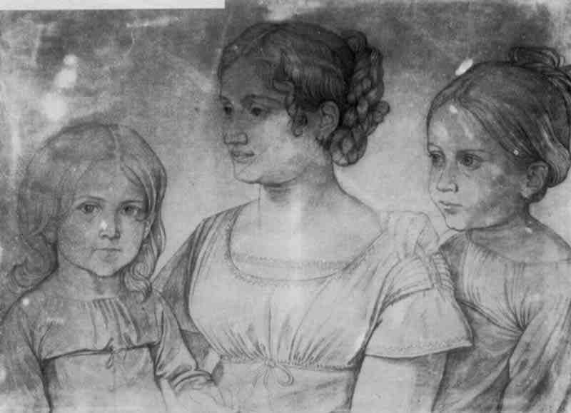 Caroline Grossi with their children, Peter von Cornelius