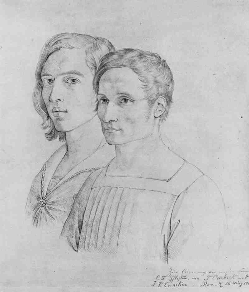 Double Portrait of Peter Cornelius and Overbeck, Peter von Cornelius