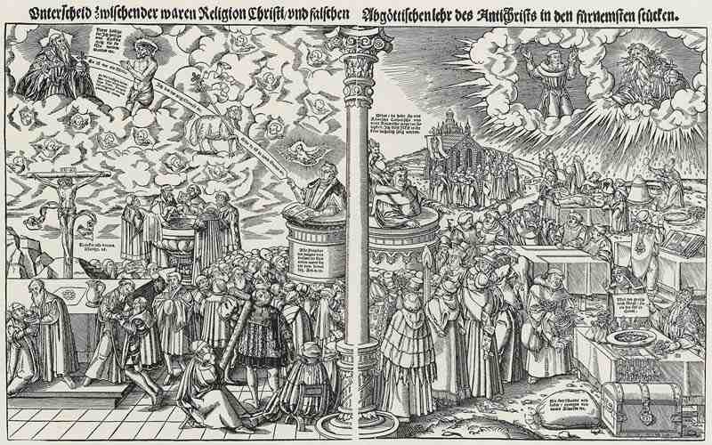 Difference between the Protestant and Catholic worship, Lucas Cranach the Younger