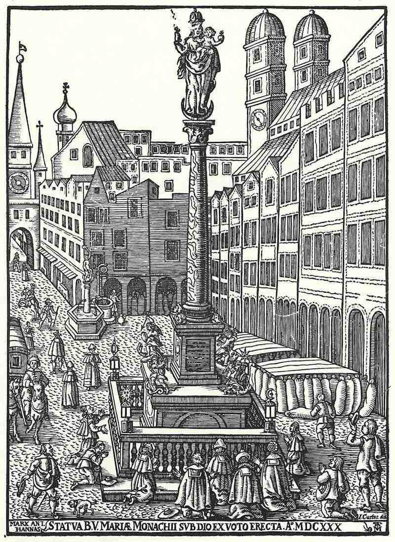 The Virgin column on Schrannenplatz in Munich. Jacob Custos
