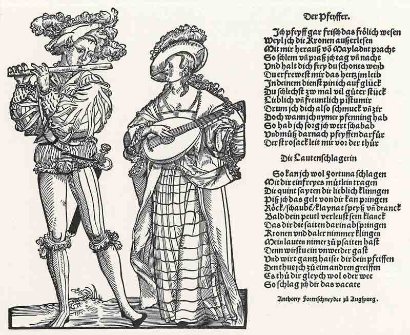 Piper and lute player. German master of the first half of the 16th century