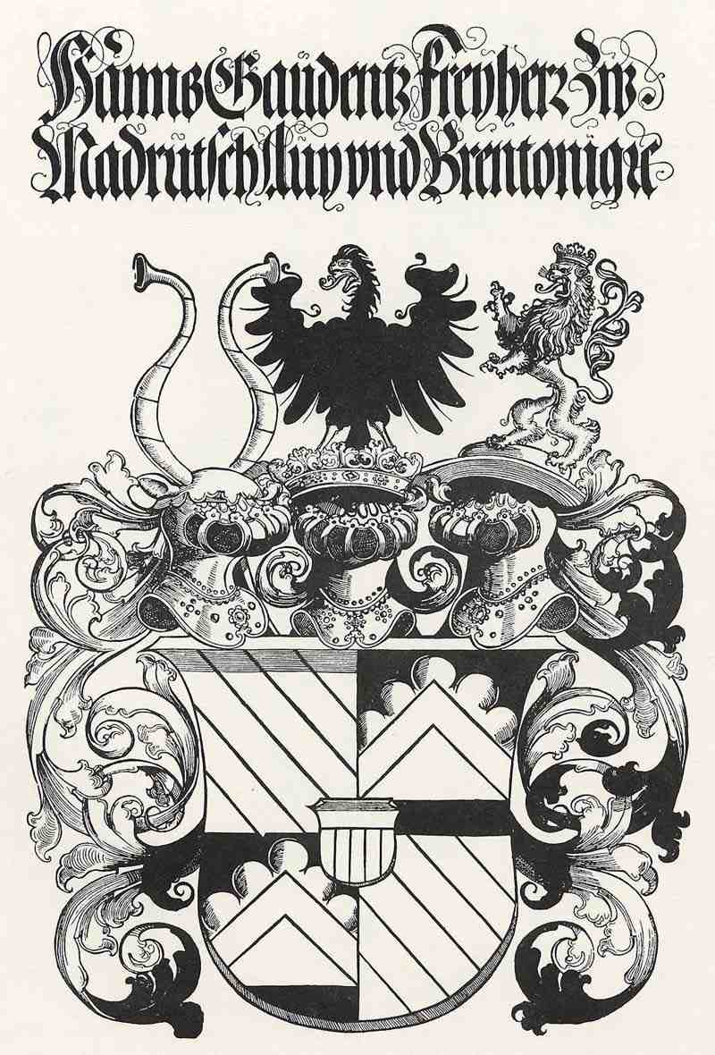 Coat of arms of Freiherr Hans Gaudenz zu Madrutz. German master of the first half of the 16th century