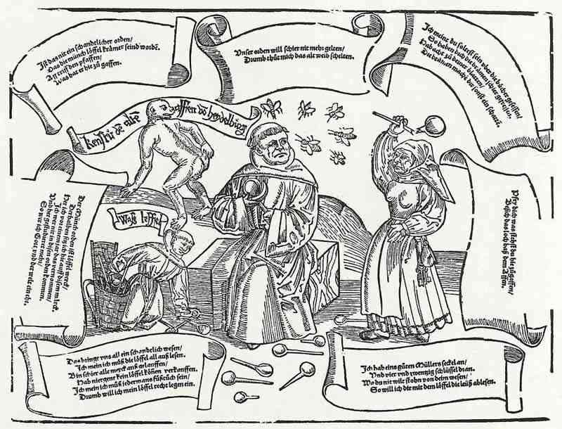 Anti-papal leaflet. German master of the 2nd half of the 16th century