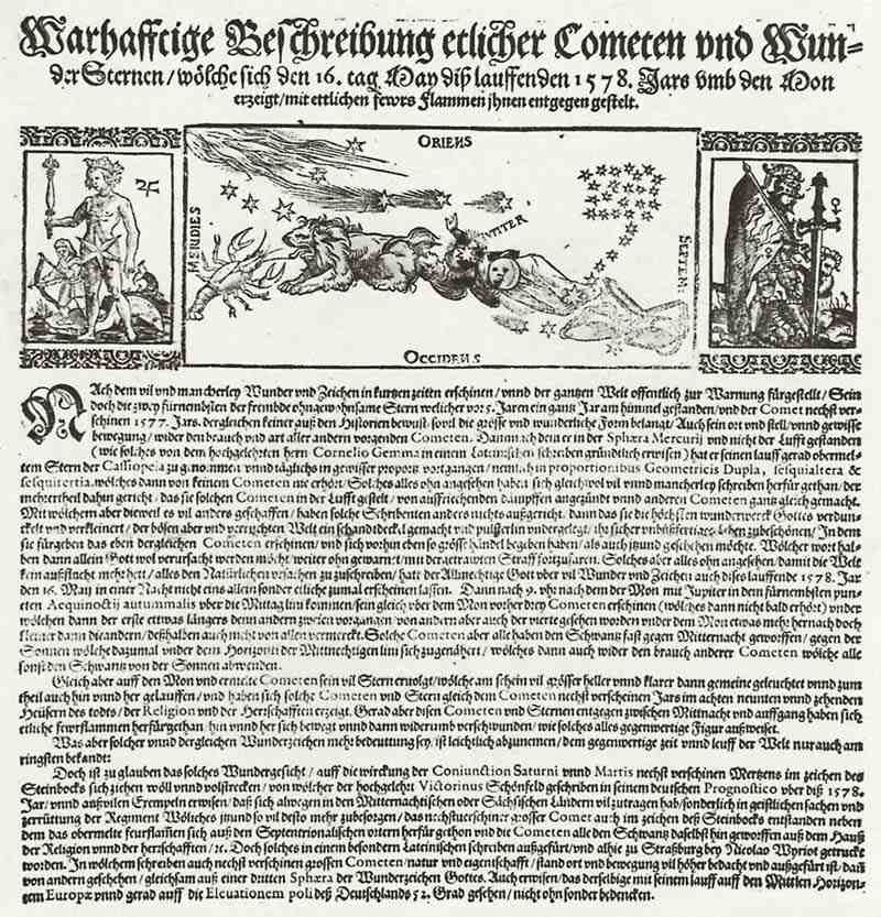 Appearance in the sky: stars and comets surrounded by flames. German master of the 2nd half of the 16th century