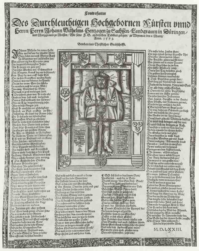 Commemorative publication for Duke Johann Wilhelm of Saxony. German master of the 2nd half of the 16th century