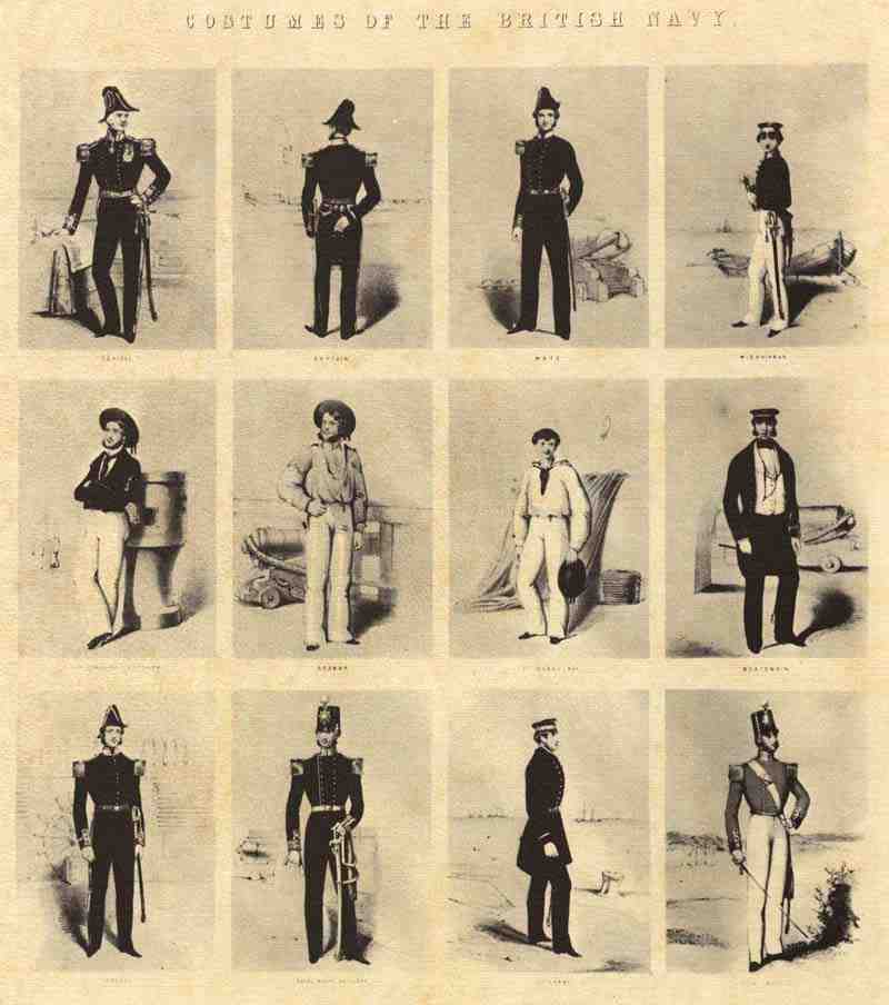 The uniforms of the British Navy. English Lithographer around 1855