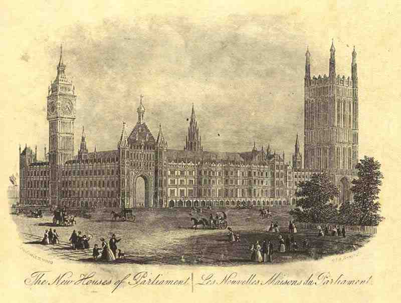 The  New Parliament . English etcher around 1862