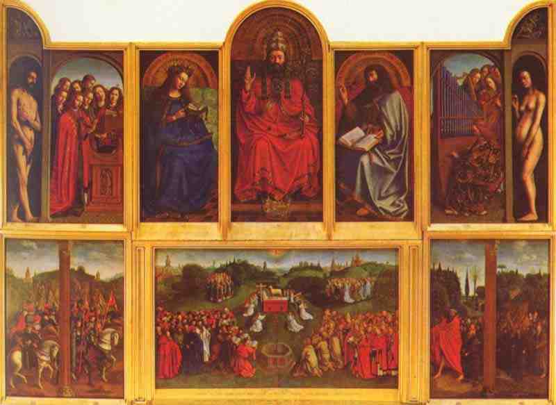 Ghent Altarpiece, Altar of the Mystic Lamb, scene: View of the open altar. Jan van Eyck