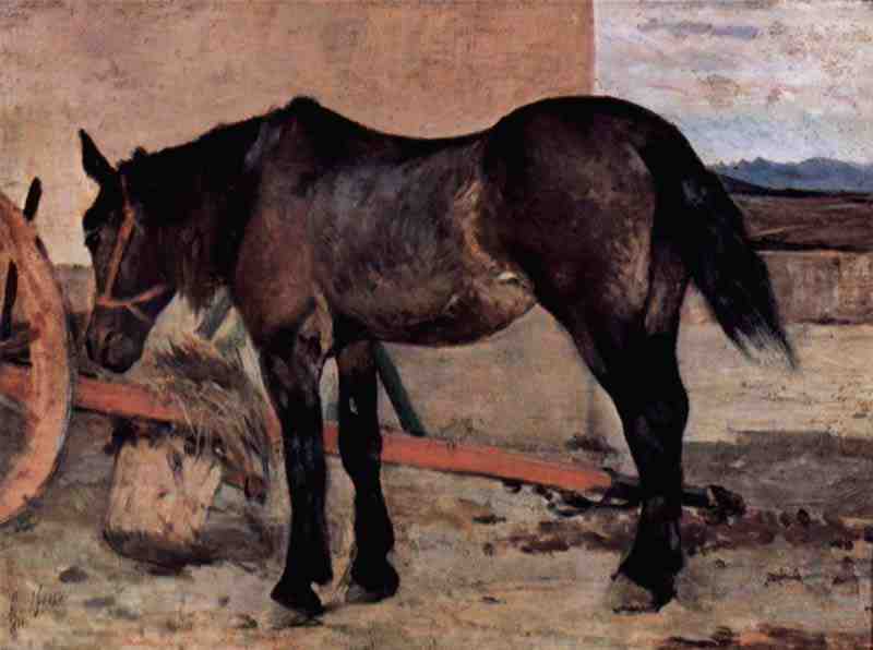 Horse in front of a car, Giovanni Fattori