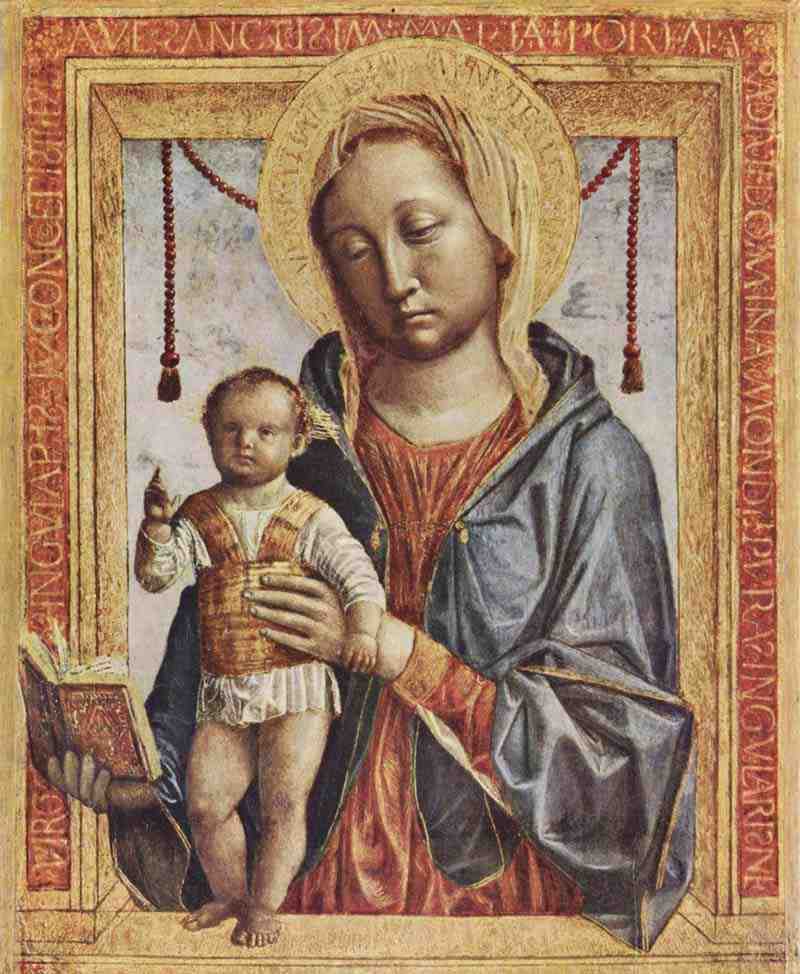 Maria with the book and blessing Christ Child. Vincenzo Foppa
