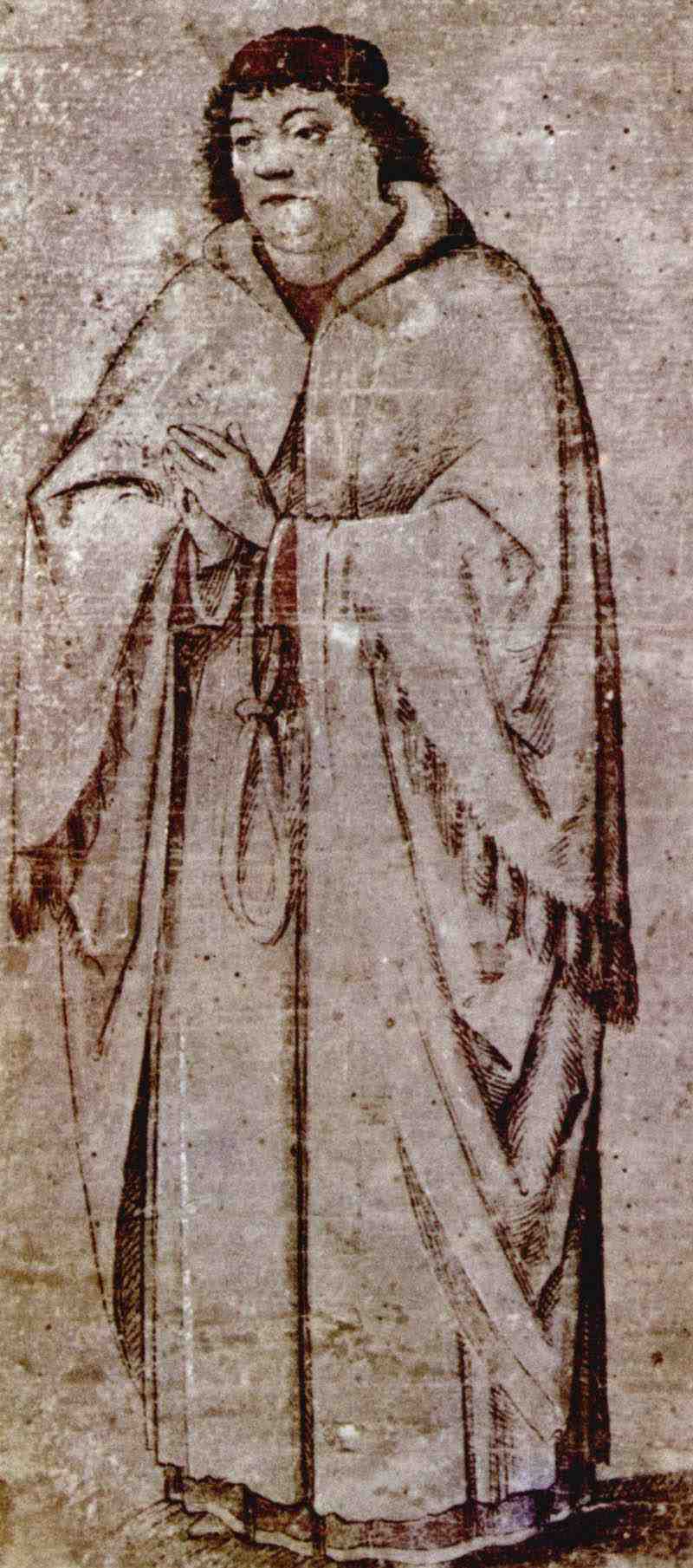 Standing clergyman with folded hands. French master of the 2nd half of the 15th century