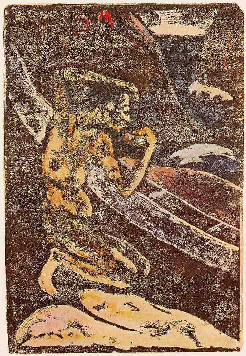 Drinking fisherman next to his boat, Paul Gauguin