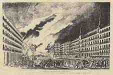 Fire on the Plaza Mayor in Madrid